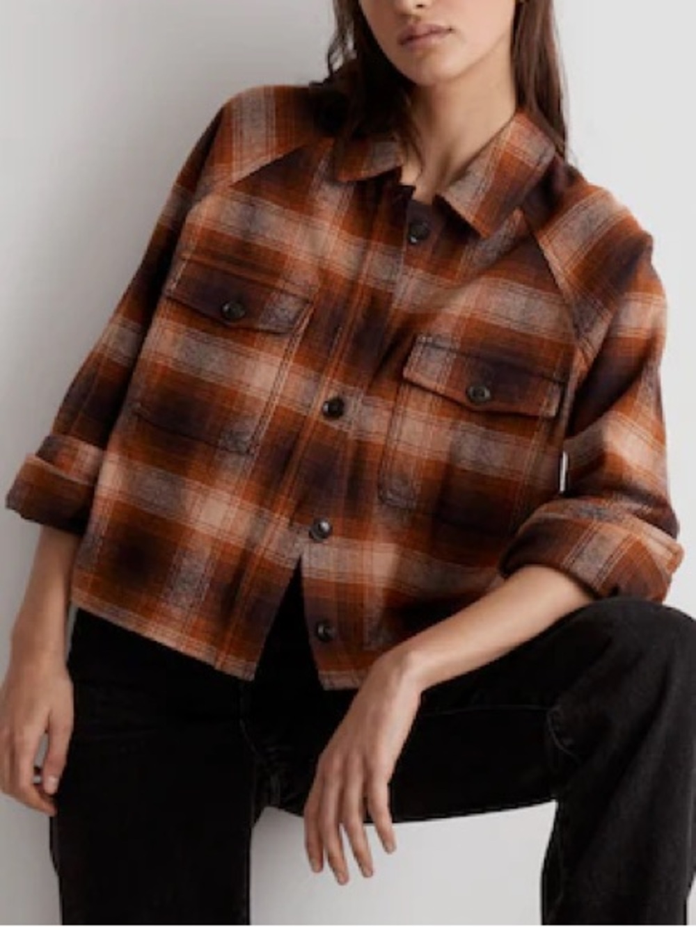 Madewell Flannel Crop Shirt Jacket